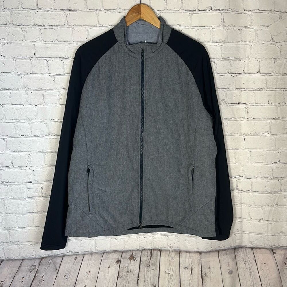 Johnnie-O Men’s Stinger Jacket size L Large Black Gray Full Zip Performance